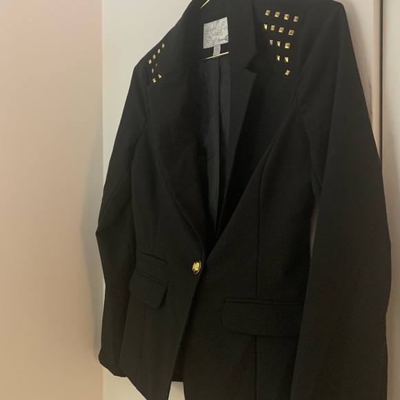 Dynamite Black Blazer With Gold Studs on Shoulders - Picture 7 of 8